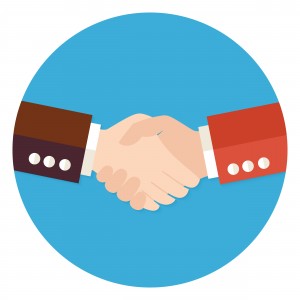 Two Businessmen Partnership Flat Circle Icon
