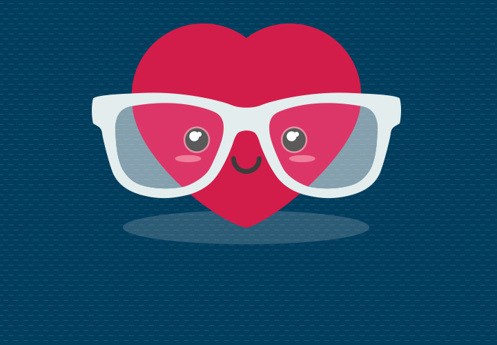 ilustracion corazon con lentes